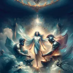 Een godin in het midden, omringd door goden. Wie is Aphrodite? De godin van liefde en schoonheid, omringd door goddelijke krachten.