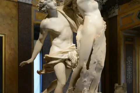 Apollo en Daphne, Bernini's meesterwerk: Apollo grijpt de vluchtende Daphne, die in een laurierboom verandert.