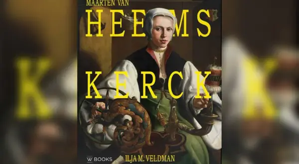 Boekcover met portret van een vrouw, met de tekst "MAARTEN VAN HEEMSKERCK" en "KERCK".
